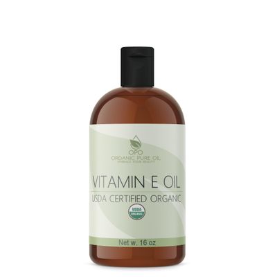 Vitamin E Oil - Organic, USDA Certified Organic, 43,000 IU, 100% Natural Vegan Cruelty-Free Bulk Extra Strength for Face Skin Hair Body Eyelashes Locs Nails - Moisturizer DIY Cream Lotion (16 oz.)