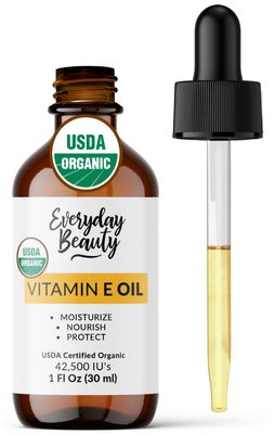 Organic Vitamin E Oil - Certified Organic Blend of Vitamin E - Deeply Hydrating Care for Face, Skin, Hair, Scars - Antioxidant-Rich, Fragrance-Free, and Gentle on Skin - 1 Fl Oz Glass Dropper &amp; Bottle