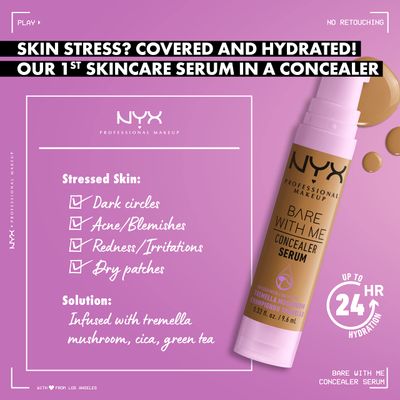 NYX PROFESSIONAL MAKEUP Bare With Me Concealer Serum, Concealer Makeup For Up To 24Hr Hydration - Vanilla