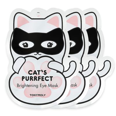 TONYMOLY Cat&#39;s Purrfect Brightening Eye Mask, Strengthening Eye Cream, Softens and Hydrates with Milk Protein, 3 ct.