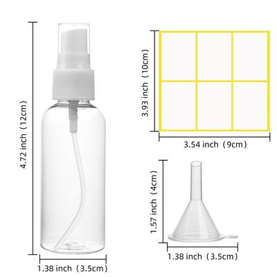 XTIIEED 6Pack Small Spray Bottle, 2zo/60ml Empty Fine Mist Spray Bottles, Refillable Mini Spray Bottles with Labels, Suitable for travel, cleaning, skin care essential oil, perfume