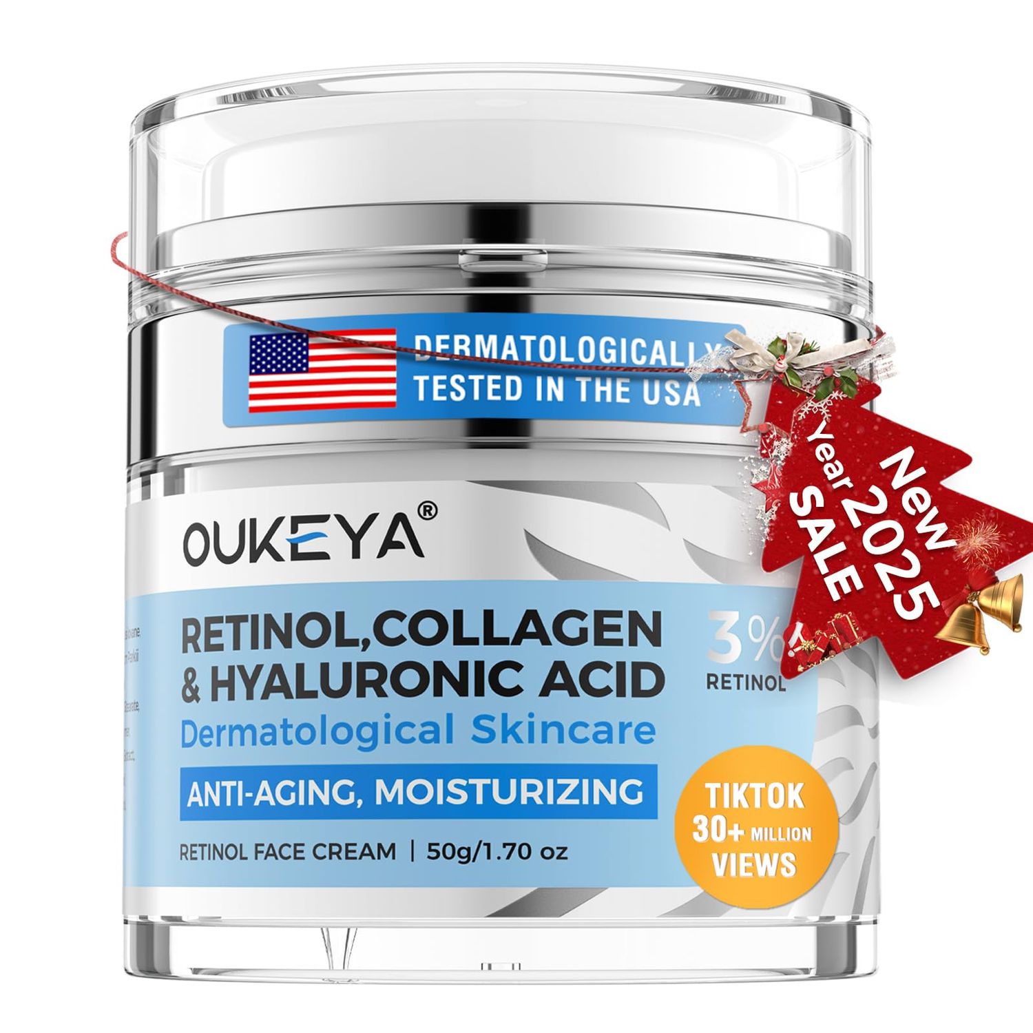 OUKEYA Retinol Cream for Face,Wrinkle Cream for Women, Anti-Aging Face Moisturizer, Neck Firming Cream &amp; Dcollet, Retinol Cream, Moisturizer Face Cream, Day Night Face Cream with 5% Hyaluronic Acid