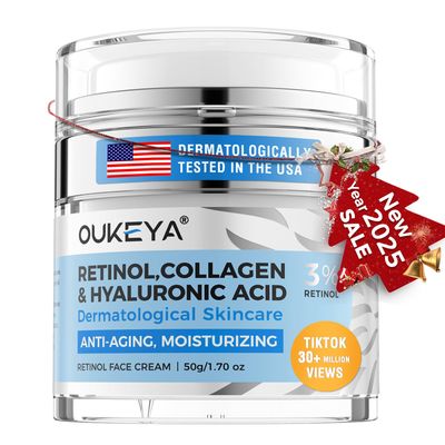 OUKEYA Retinol Cream for Face,Wrinkle Cream for Women, Anti-Aging Face Moisturizer, Neck Firming Cream &amp; Dcollet, Retinol Cream, Moisturizer Face Cream, Day Night Face Cream with 5% Hyaluronic Acid