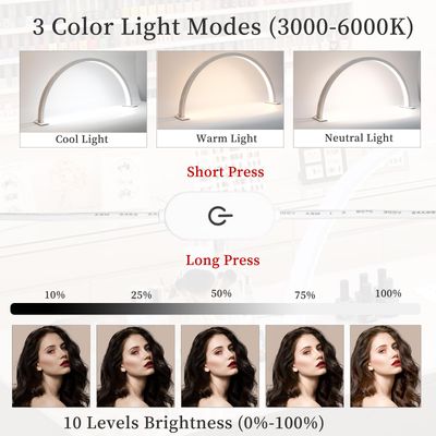 YINGJEE Half Moon Light Nail Lamp for Desk, Lash Light Led Nail Tech Lamp with Adjustable Brightness, Desk Lamp for Lash Eyelash Extension, Tattoo, Skincare, Eyebrows