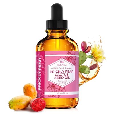 Leven Rose Prickly Pear Seed Oil (Barbary Fig) 100% Pure Organic Prickly Pear Oil, Extra Virgin, Cold Pressed, All Natural Face, Dry Skin &amp; Body Moisturizer and Hair Treatment 1 oz