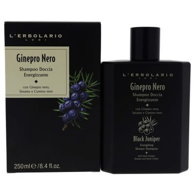 L&#39;Erbolario Black Juniper Energising Shower Shampoo - Body And Hair Cleanser - With Woody And Citrus Notes - Deeply Nourishes And Cleanses - Protects The Skin While Preserving Its Moisture - 8.4 Oz
