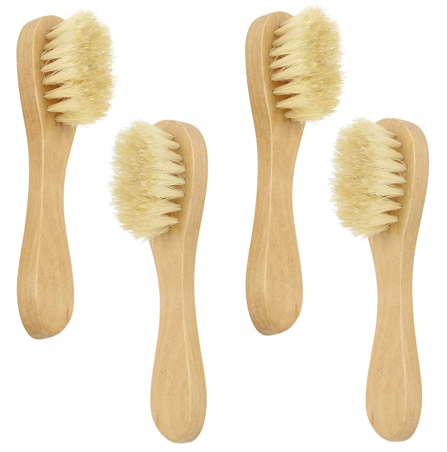Simple Pampering Cleansing Exfoliating Wood Handle Facial Brush, 4-Pack