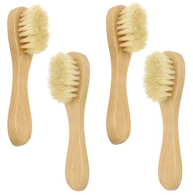 Simple Pampering Cleansing Exfoliating Wood Handle Facial Brush, 4-Pack