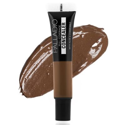 Palladio Full Coverage Concealer, Under Eyes Disguise, Creamy Face and Eye Concealer, Evens Skin Tone, Conceals Blemishes, Dark Circles and Fine Lines, Use with Concealer Brush, Mocha