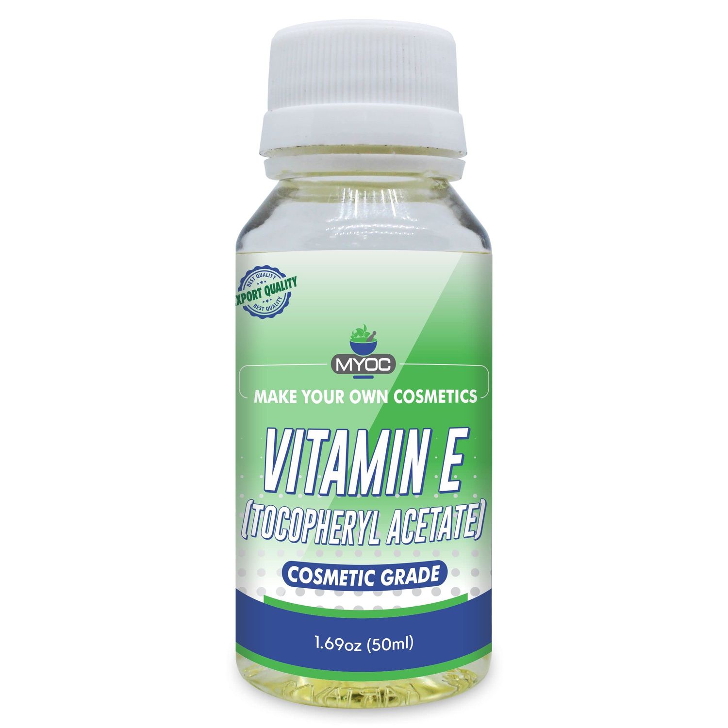 MYOC Tocopherol Acetate Vitamin E Pure Pale Yellow Cosmetic Grade Raw Material for DIY Creams Soaps Lotion Shampoo &amp; Serum, Moisturizes &amp; Nourishes skin - 50 ml
