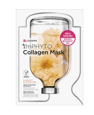 I&#39;MPHYTO Leaders Facial Mask 10 Sheet Collagen Vegan Mask | Plant-Derived Collagen | Elasticity &amp; Lifting Skin Care | Certified Vegan | Intensive Hydration | Natural Cellulose Sheet