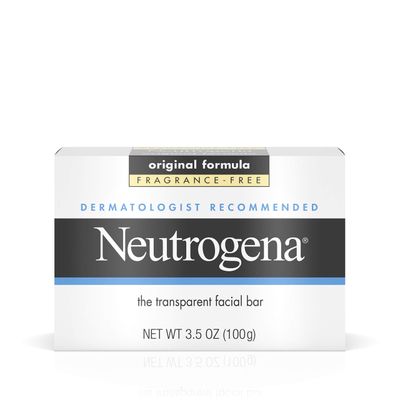 Neutrogena Original Fragrance-Free Facial Cleansing Bar with Glycerin, Pure &amp; Transparent Gentle Face Wash Bar Soap, Free of Harsh Detergents, Dyes &amp; Hardeners, 3.5 oz