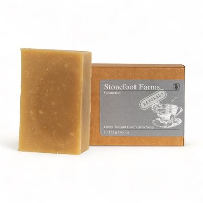 Stonefoot Farms All Natural Green Tea Soap with Goat Milk - Cold Processed Soap Bar for Face &amp; Body, Great for Skin Care &amp; Sensitive Skin - 4.5 oz