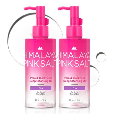 HIMALAYA PINKSALT Pore &amp; Blackhead Deep Cleansing Oil PHA, 6.7 fl oz 2 Pack - Gentle Hydrating Oil Cleanser for Dry, Sensitive Skin, Low pH Makeup Blackhead Remover