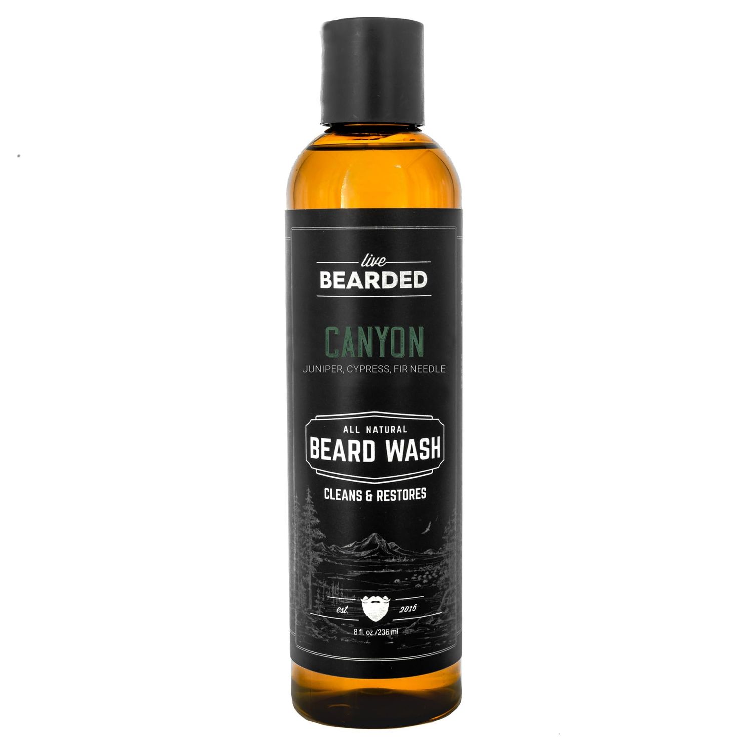 Live Bearded: Beard Wash - Canyon - Beard and Face Wash - 8 fl. oz. - Water-Based Formula with All-Natural Ingredients for a Gentle, Deep Cleanse - Made in the USA