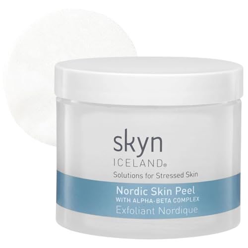 Skyn ICELAND Nordic Skin Peel with Lactic Acid and Willow Bark, Exfoliating Pads for Sensitive Skin, 60 Pads, 3 Fl Oz - Gentle Face Exfoliator for Radiant, Clear Skin