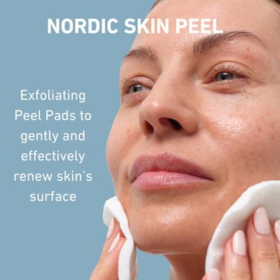 Skyn ICELAND Nordic Skin Peel with Lactic Acid and Willow Bark, Exfoliating Pads for Sensitive Skin, 60 Pads, 3 Fl Oz - Gentle Face Exfoliator for Radiant, Clear Skin