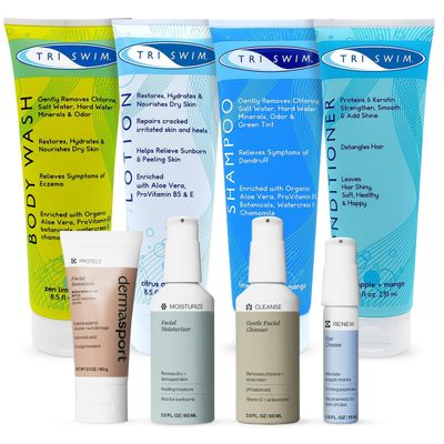 TRISWIM and Dermasport Athletes Care Bundle | Advanced Skincare and Haircare for Chlorine Removal, Hydration, and UV Protection | Perfect for Swimmers and Athletes