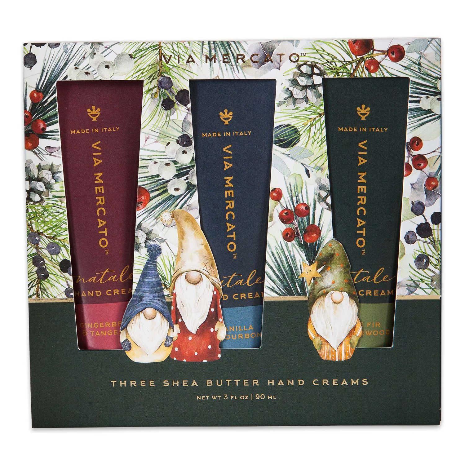 Via Mercato Natale Winter Woods Holiday Collection, Hand Cream Gift Set, Assorted Scents