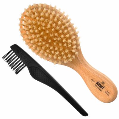 Kent OG3 Finest Men&#39;s Hair Brush and Facial Brush for Beard Care - 100% Natural White Boar Bristle Brush for Mens Grooming, Scalp Brush, 360 Wave, and Beard Straightener For Men&#39;s Hair Care