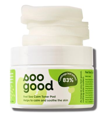 SOO Good Feel Soo Calm Pure Cotton Toner Pads 70 w/83% Cabbage Centella Asiatica Azulene - Sensitive Skin Soothe Pore &amp; Sebum Control Korean Skincare