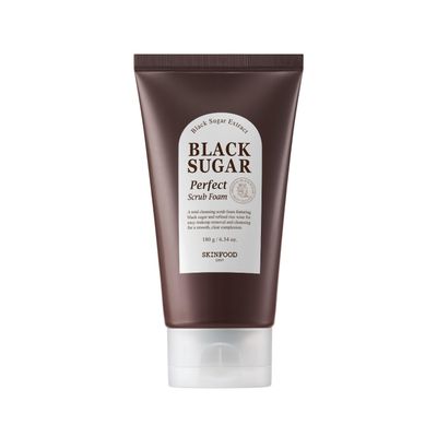 SKINFOOD Black Sugar Perfect Scrub Foam 180g - Detoxifying Pore Scrubs &amp; Exfoliator Soft &amp; Rich Bubble Facial Foam Cleanser, Removes Dead Skin Cells - Exfoliating Skincare for Men &amp; Women (6.35 oz)