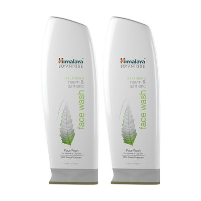 Himalaya Botanique Balancing Neem &amp; Turmeric Face Wash, Dermatologically Tested, Vitamin E, Vegan, Cruelty Free, Paraben Free, SLS Free, 5.07 Fl Oz, 2 Pack