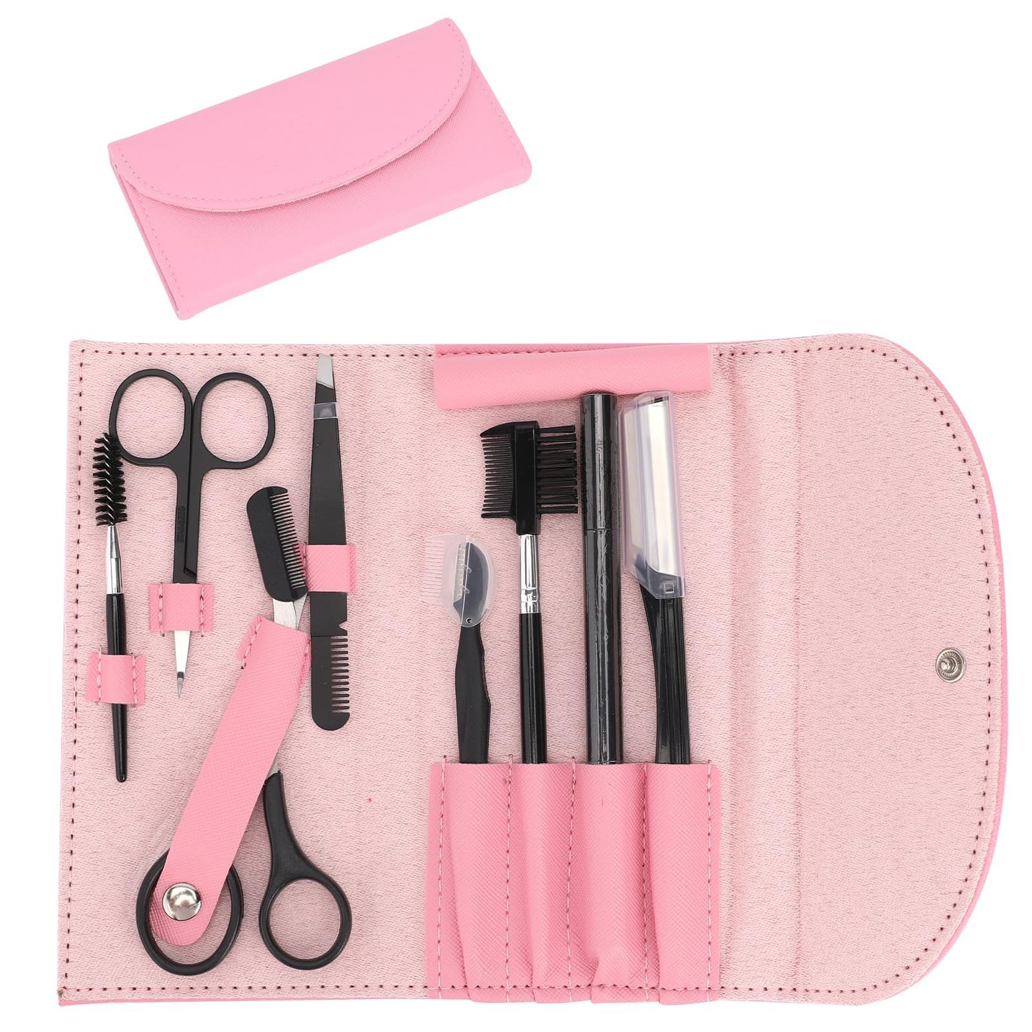 Professional Eyebrow Shaping Grooming Kit,8PCS/SET Eyebrow Grooming Kit with Leather Bag Eyebrow Trimming Kit With Razor Eyebrow Scissors Eyebrow Brush Eyebrow Grooming Kit for Women &amp; Men