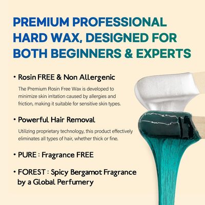 VANADA WAXING Professional Hard Wax Beads for Hair Removal - 400g - Rosin-Free Premium Formula for Sensitive Skin - Face, Brazilian, Full Body - for Beginners and Professionals - PURE&amp;FOREST - 2 Pack