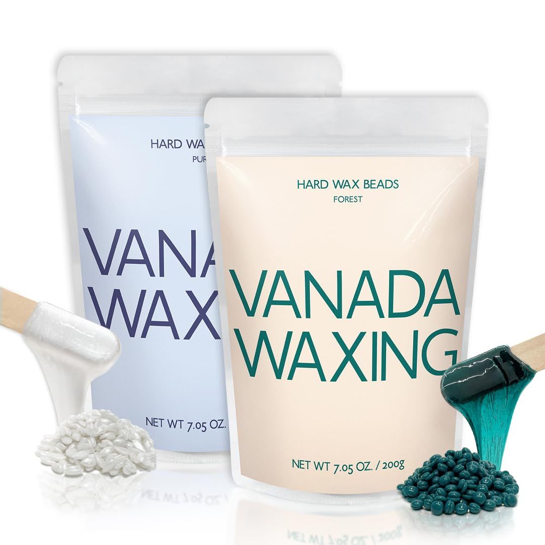 VANADA WAXING Professional Hard Wax Beads for Hair Removal - 400g - Rosin-Free Premium Formula for Sensitive Skin - Face, Brazilian, Full Body - for Beginners and Professionals - PURE&amp;FOREST - 2 Pack