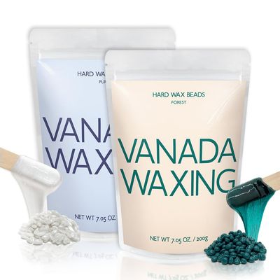 VANADA WAXING Professional Hard Wax Beads for Hair Removal - 400g - Rosin-Free Premium Formula for Sensitive Skin - Face, Brazilian, Full Body - for Beginners and Professionals - PURE&amp;FOREST - 2 Pack