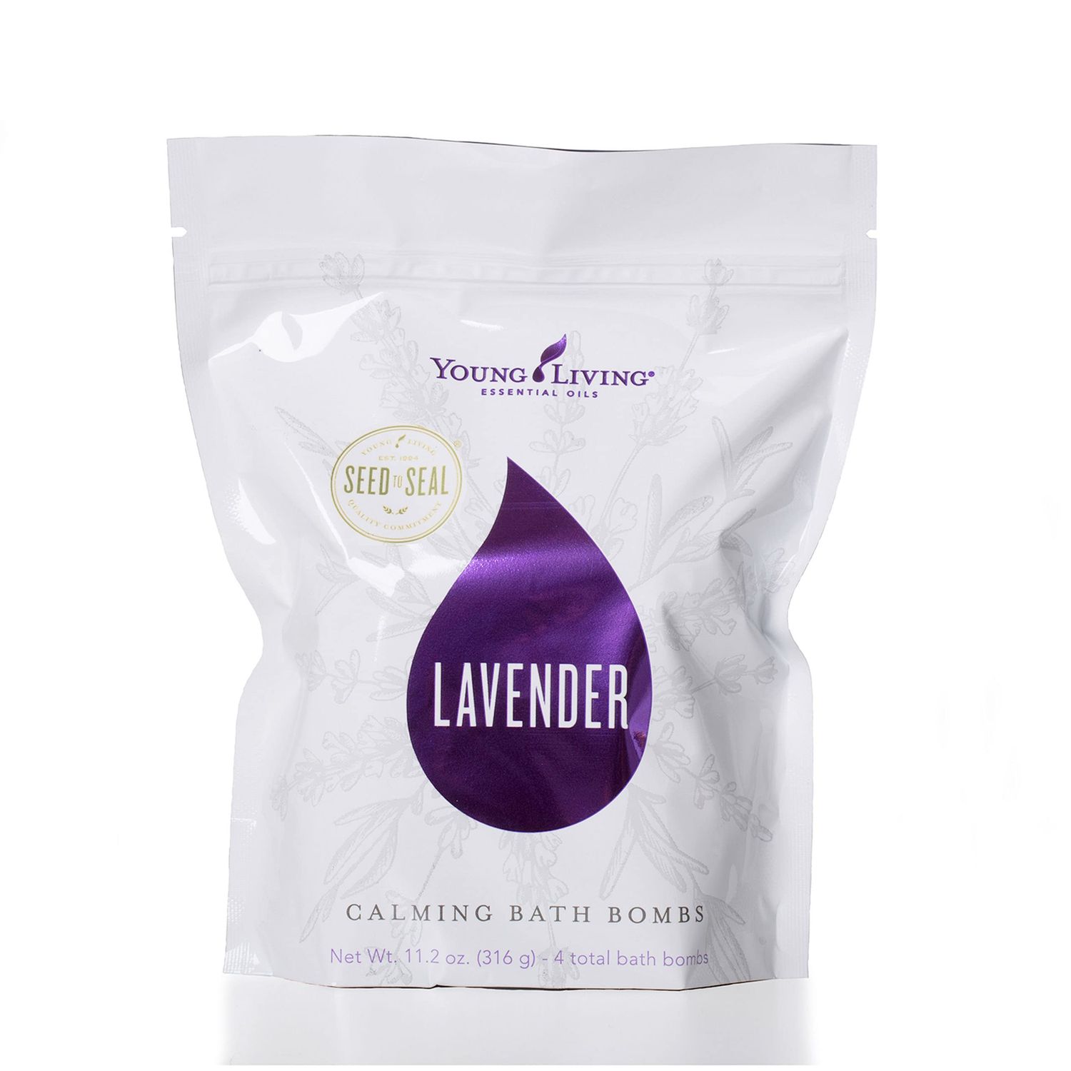 Young Living Lavender Calming Vegan Bath Bombs with Coconut Oil and Sweet Almond Oil - 4 ct - Coconut and Sweet Almond Oil Pamper Your Skin - Gifts for Women