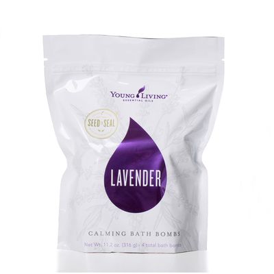 Young Living Lavender Calming Vegan Bath Bombs with Coconut Oil and Sweet Almond Oil - 4 ct - Coconut and Sweet Almond Oil Pamper Your Skin - Gifts for Women