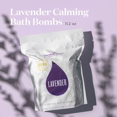 Young Living Lavender Calming Vegan Bath Bombs with Coconut Oil and Sweet Almond Oil - 4 ct - Coconut and Sweet Almond Oil Pamper Your Skin - Gifts for Women