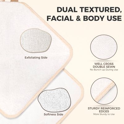ZOMCHI Exfoliating Washcloth for Face and Body, Dual Function Wash Cloth with Soft and Rough Sides, Exfoliating Scrub Bath Towels, Washcloth with Loop (White, 3 Pack)