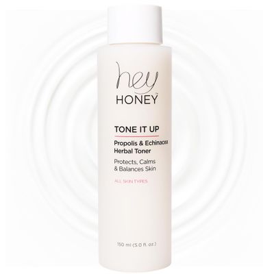 Hey Honey Skincare Tone It Up Propolis &amp; Echinacea Water Herbal Face Toner | Effective 3-in-1 Moisturizing, Soothes &amp; Protects | Deep Pores Skin pH Balance | 5.0 oz.