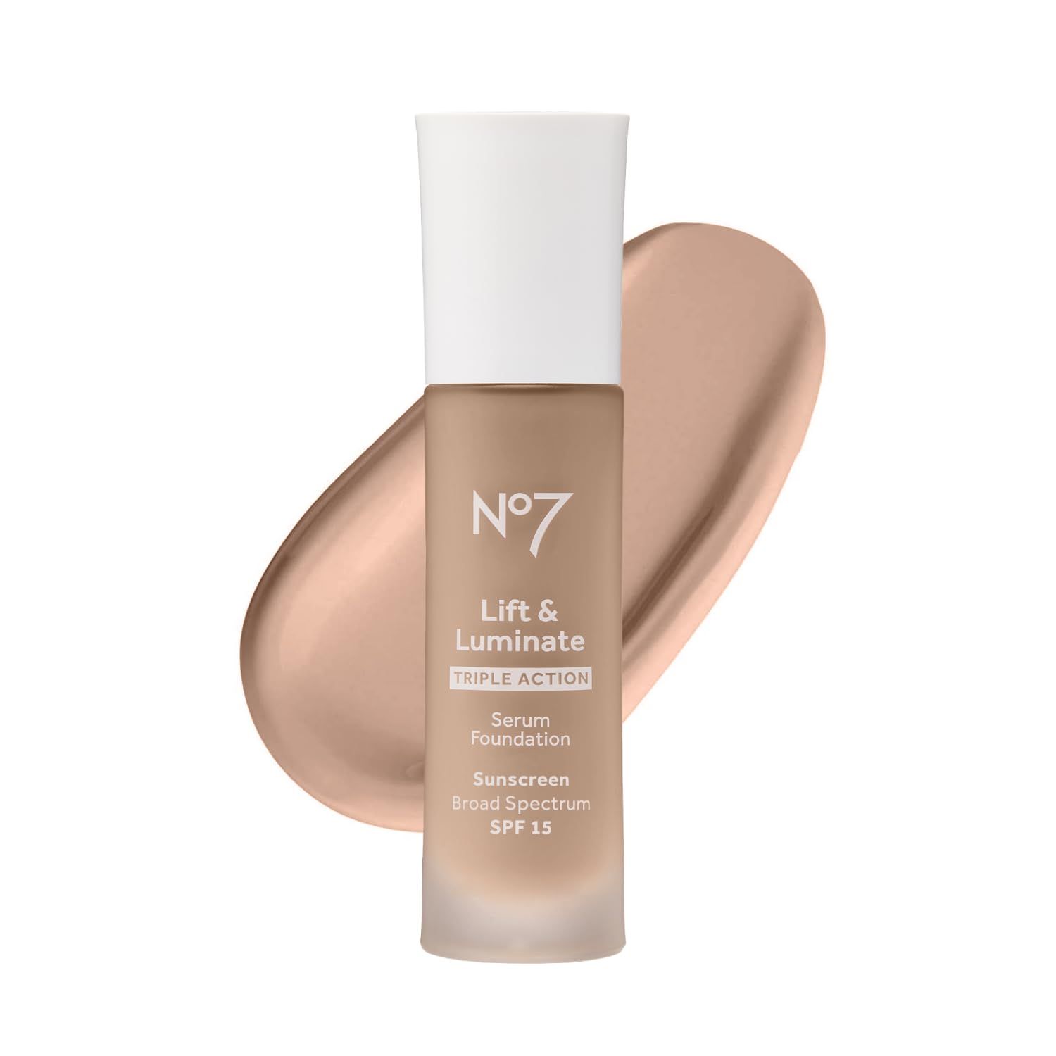 No7 Lift &amp; Luminate Triple Action Serum Foundation - Liquid Foundation Makeup with SPF 15 for a Dewy, Glowy Base - Radiant Serum Foundation for Mature Skin - Cool Vanilla (1 Fl Oz)