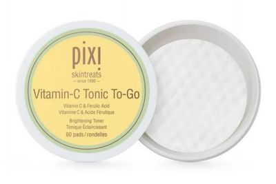 Pixi Vitamin-C Tonic to-Go, Brightening &amp; Toning Pads Containing Vitamin-C &amp; Probiotics, Boosting Skin Luminosity, Alcohol-Free Daily Balancing Toner Pads On The Go, 60 Pads