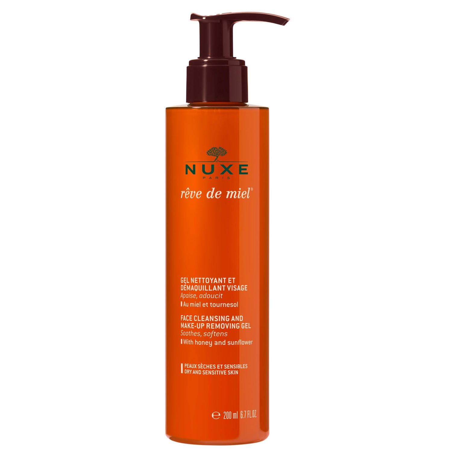 Nuxe Rve de Miel Facial Cleanser &amp; Makeup Removing Gel - Soothing Softening Cleanser with Honey &amp; Sunflower - 6.7 fl.oz