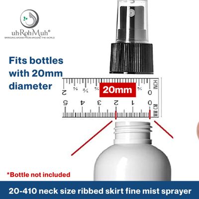 uh*Roh*Muh 20-410 Mist Sprayer (Pack of 50) White - Neck Size Ribbed Skirt Sprayer - Perfect for Hair, Skincare and Cleaning Solutions, Clear Plastic Overcap Included for Safe Product Storage