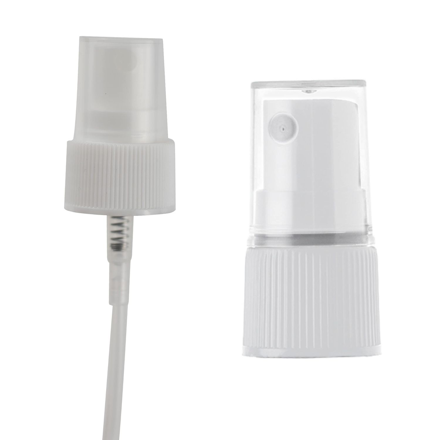 uh*Roh*Muh 20-410 Mist Sprayer (Pack of 50) White - Neck Size Ribbed Skirt Sprayer - Perfect for Hair, Skincare and Cleaning Solutions, Clear Plastic Overcap Included for Safe Product Storage