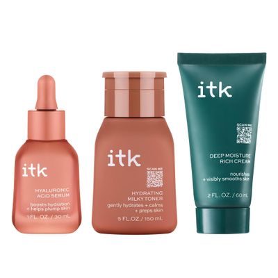 ITK Skincare Hyaluronic Acid Anti Aging 3-Step Routine - Hyaluronic Milky Face Toner with Squalane + Hyaluronic Serum for Face with Niacinamide + Hyaluronic Deep Moisturizer Face Cream with Ceramides