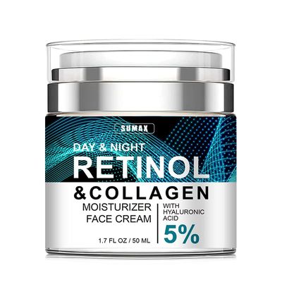 Retinol Cream for Face SUMAX - Anti-Aging Moisturizer with Collagen for Deep Wrinkles, Ideal for Women &amp; Men - Day &amp; Night Anti-Aging Skin Care with Hyaluronic Acid 5% 1.85 Fl Oz