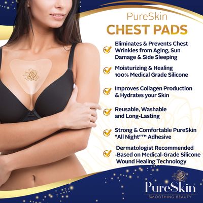 PureSkin Chest Wrinkle Pads-3 PACK-Decollete Anti Wrinkle Chest Pads | Silicone Patches for Wrinkles | Chest Wrinkle Pads Sleeping Reusable | Chest Wrinkles | Silicone Chest Pads