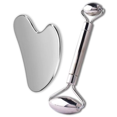 sanforce Gua Sha Facial Tools Stainless Steel Face Roller and Gua Sha Set for Puffiness and Skin Care Routine,Lymphatic Drainage, Facial Tension