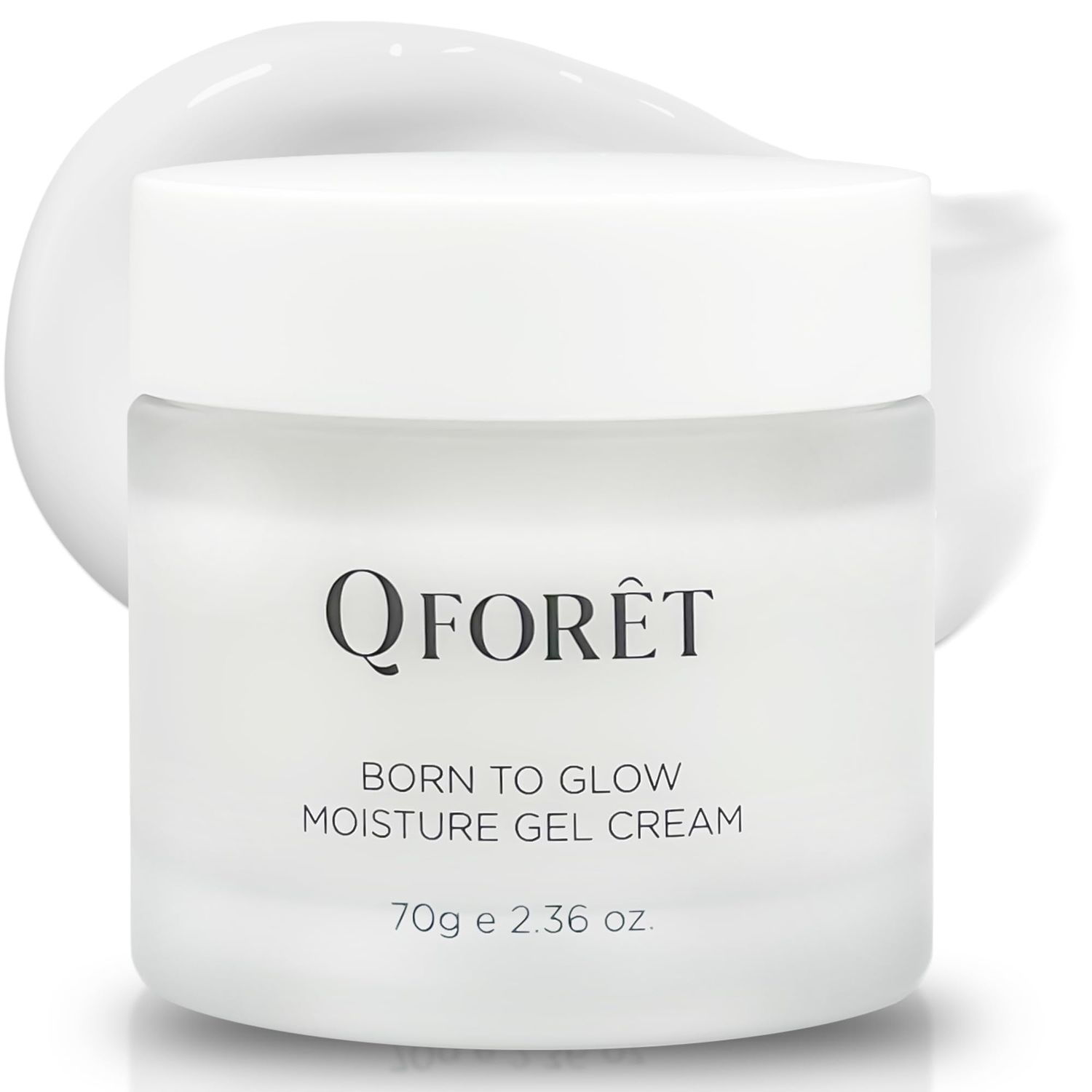 QFORET Vegan Hydrating Moisture Gel Cream for Glass Skin, Korean Moisturizer with Plant-Based Mucin &amp; Ceramide for Oily, Dehydrated, Sensitive Skin - 65% Plant Extracts, 2.36oz (70g)