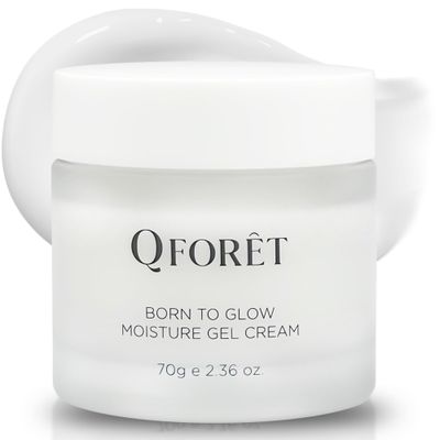 QFORET Vegan Hydrating Moisture Gel Cream for Glass Skin, Korean Moisturizer with Plant-Based Mucin &amp; Ceramide for Oily, Dehydrated, Sensitive Skin - 65% Plant Extracts, 2.36oz (70g)