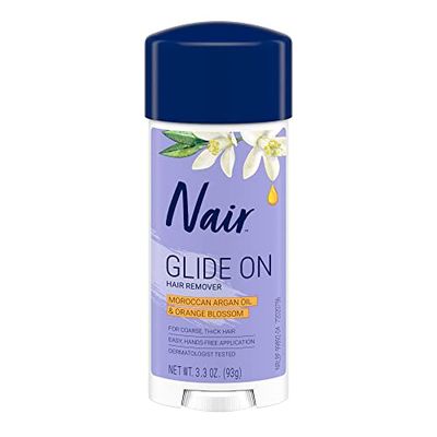 Nair Glide On Hair Removal Cream, Arm, Leg, and Bikini Hair Remover, Depilatory Cream, 3.3 Oz Stick