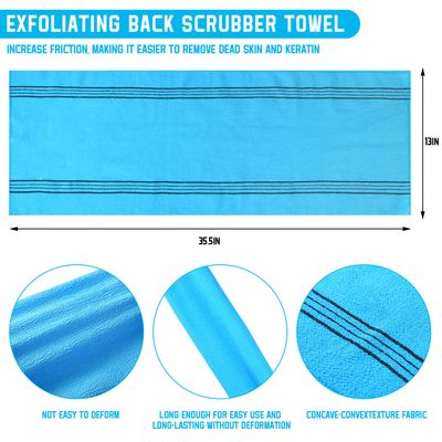 Tatuo 4 Pieces Korean Washcloth Exfoliating Long Korean Exfoliating Cloth Exfoliating Back Scrubber for Body Men Women Korean Bath Towel Japanese Exfoliating Washcloth Dead Skin Remover(Multicolored)