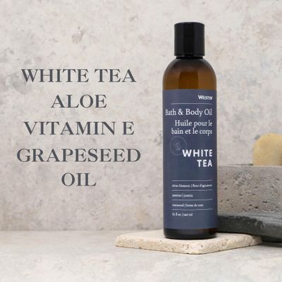 Westin White Tea Aloe Bath &amp; Body Oil - Soothing, Invigorating Bath and Massage Oil with White Tea and Aloe - 8 Ounces
